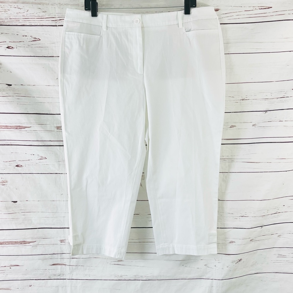 Talbots Pants Perfect Skimmer Women’s Size 16 White Slim Leg Pedal Pusher Length